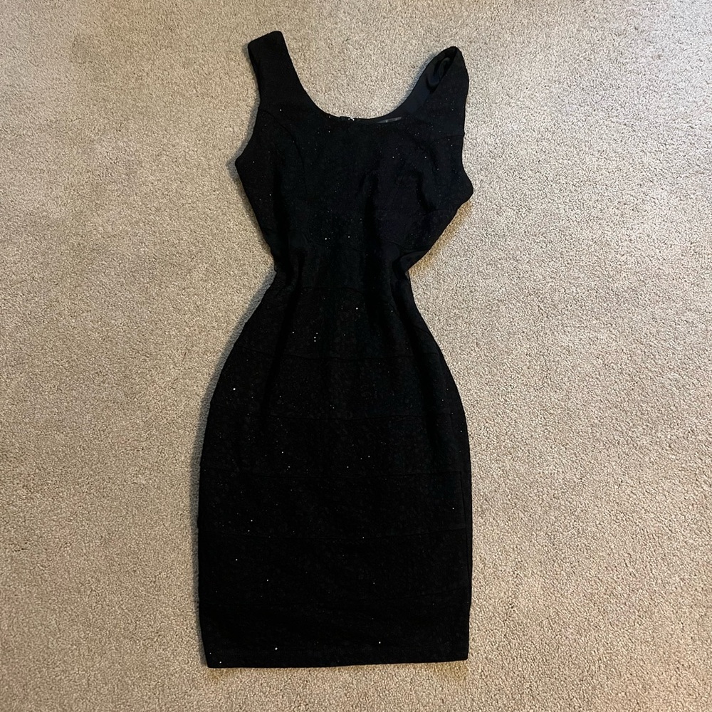Crystal Doll Black Sparkle Mini Dress